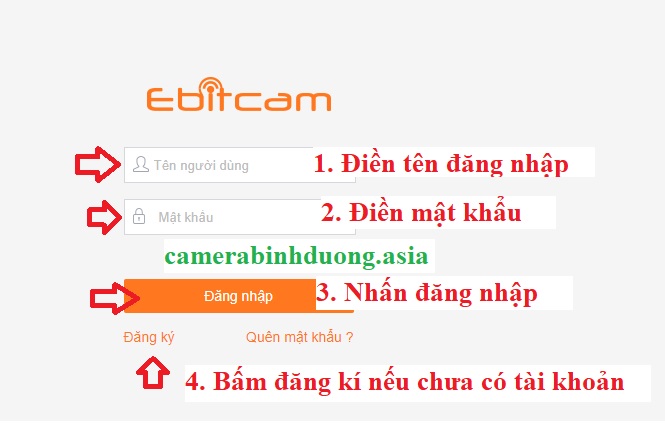 Đăng nhập Ebitcam trên máy tính PC